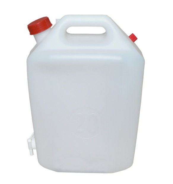 HDPE KANISTER 20L S výpustným kohútikom + 2X UZÁVER S VIEČKOM (OZN.3620)(2)