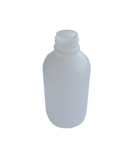 303-770067 HDPE FĽAŠA 250 ML NATUR so stupnicou NEKALIBROVNÁ OKRÚHLA, BEZ UZÁVĚRU