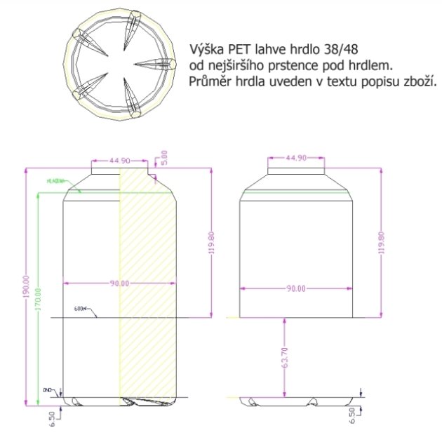 PET BOTTLES 1 L CLEAR WITH CHILD PROTECTION, NECK 48, WITHOUT CAP(2)