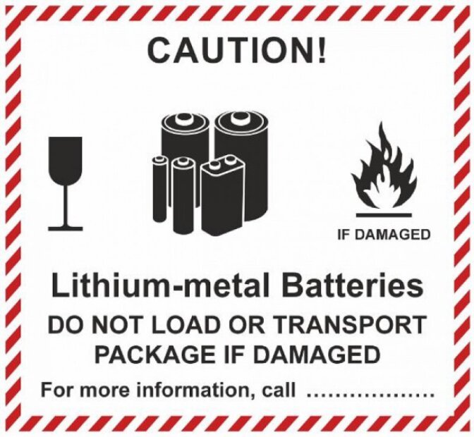 ADR NÁLEPKA SAMOLEPIACE - ZNAČKA PRE LITHIUM-IONTOVÉ BATÉRIE - CAUTION! (12 X 11CM)(2)