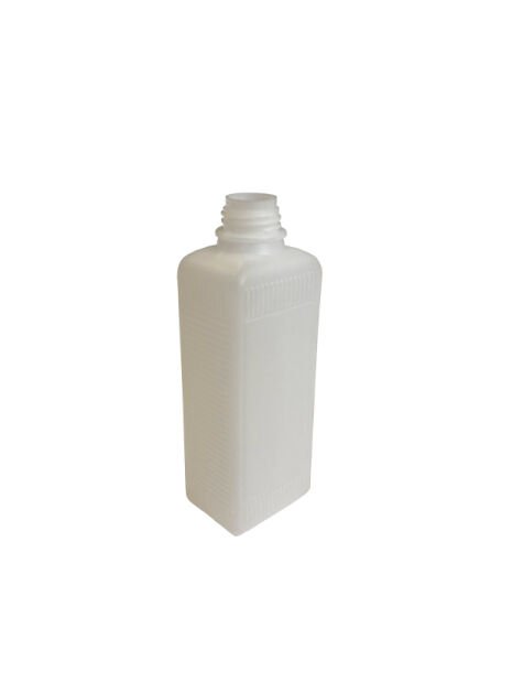 310-70521 HDPE FĽAŠA 250 ML NATUR HRANATÁ úzkym hrdlom, BEZ UZÁVĚRU